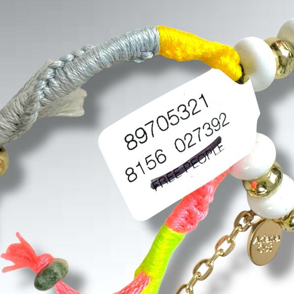 Free People Ariana Ost Dripping In Sun Hair Tie in White Multi NWT Bracelet Boho - Picture 11 of 12